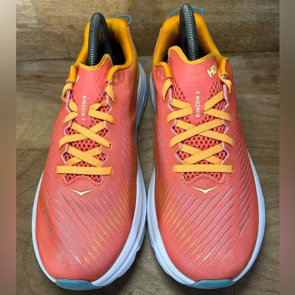 Hoka One One Rincon 3 LIGHTWEIGHT Womens Sz 8 Wide Running Shoes Sneakers Orange - Picture 3 of 12
